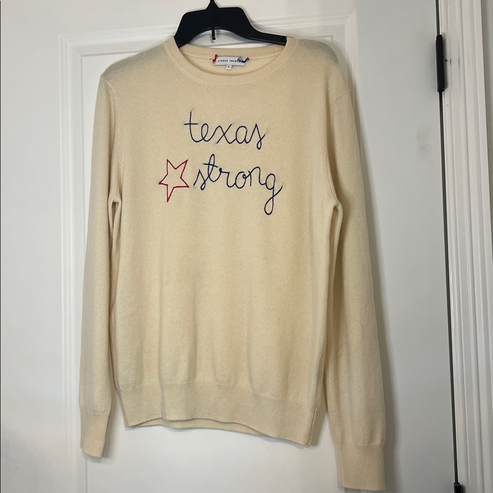 Lingua Franca 100% cashmere sweater “Texas Strong”